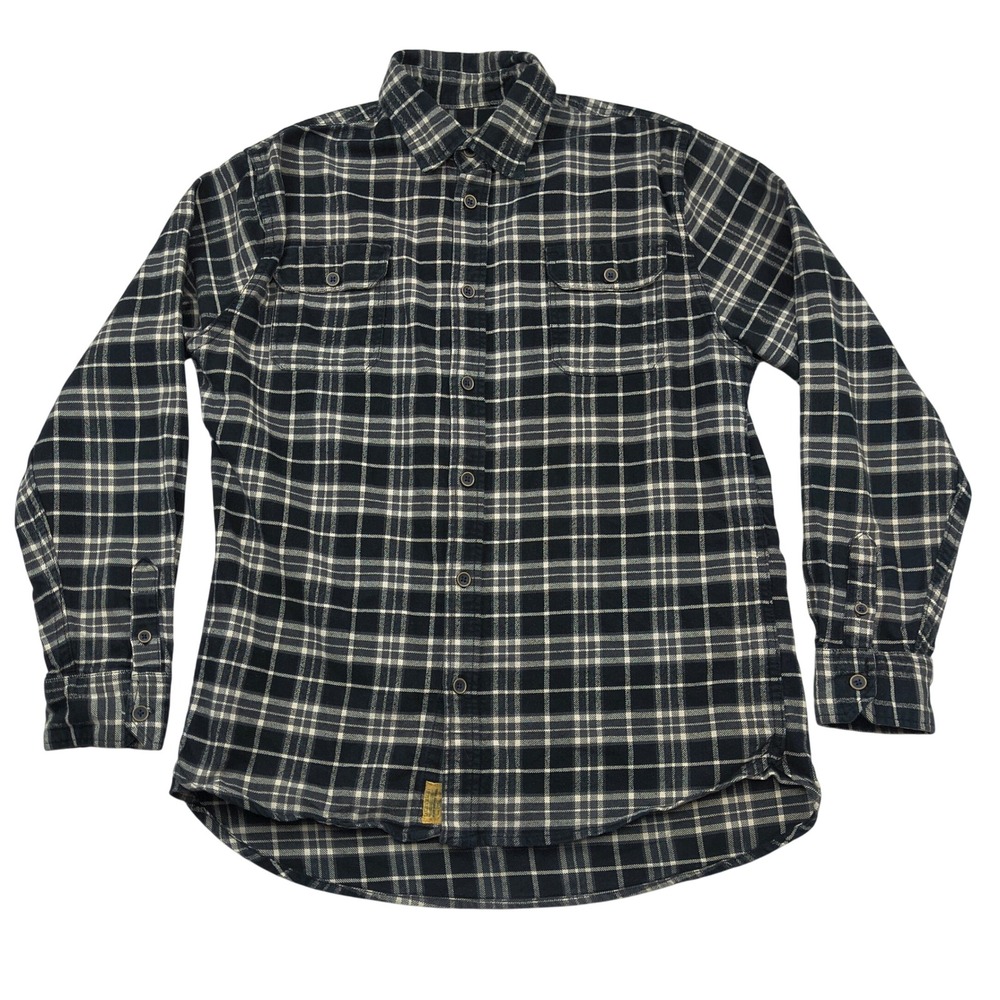 Jachs Mens Flannel Shirt Tall Large LT Black White Plaid Button Up Long Sleeve